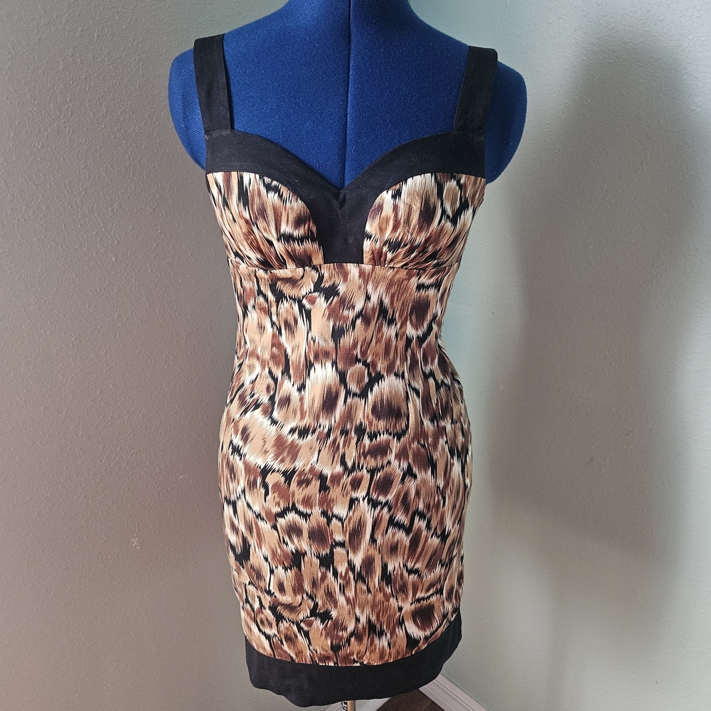 B Darlin Animal Print Dress with Black Trim